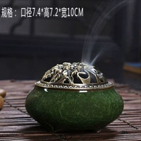 盤香爐家用蚊香盤託擺件室內薰香沉香安神檀香艾草創意陶瓷薰香爐冰裂祖母綠【防火綿+銅葫蘆】