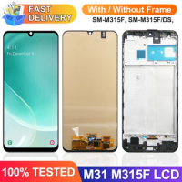 6.4'' M31 Display Screen with Frame, for Samsung Galaxy M31 M315 M315F LCD Display Touch Screen Digitizer Assembly Panels