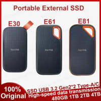 SanDisk 480GB 1TB 2TB 4TB E30 E61 E81 SSD Extreme PRO USB 3.2 Gen2*2 Type-A/C Portable External Solid State Drive NVME for PC