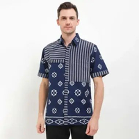 Rianty Batik Premium Pria Kemeja Pendek Furing Iswara Iskara Lurik Garutan Batik Iswara L