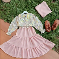 Gamis Anak 3in1 Set danisa Kids Pink L atasan muslim shakila dress