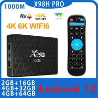 X98H Pro 4G+32G/64G Android 12.0 TV Box Allwinner H618 2.4G/5G WiFi 1000M LAN BT5.X Support 6K 4K H.265 HEVC Set Top Box 2G+16G