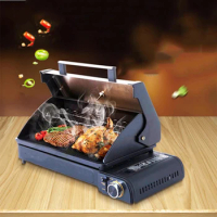 Portable Gas Cooker 2.7KW Outdoor Barbecue Stove Multi-Function BBQ Grill Machine Camping Gas Stove With Non-Stick Grill Pan