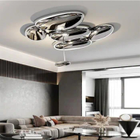 Electroplated Mercury Irregular Shape Mango Dining Room Lamp Modern Acrylic Plated Chrome Water Drop Led Ceiling Lights