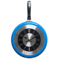 創意客廳時尚鐘表金屬平底鍋掛鐘石英鍋鐘電子時鐘掛表時鐘