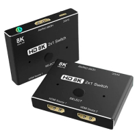 8K HDMI 2.1 Ultra HD 2 in 1 Out Switch 4K@120Hz 8K@60Hz Switch adapter With switch button For HDTV Projector