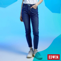 【EDWIN】女裝 JERSEYS 迦績 冰河玉永久涼感窄管直筒牛仔褲(中古藍)