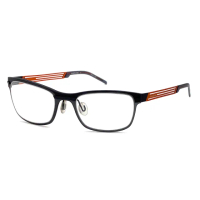 【SUNS】光學眼鏡 薄鋼鏡框 砂黑橘腳系列 超薄超輕超彈性 高品質光學鏡框(義大利進口 125 Col1)