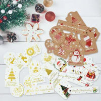 10Pc Christmas Kraft Paper Tag Card with Rope Xmas Tree Hanging Tag Snowflake Santa Gift Box Tag Labels Party Decorting Supplies