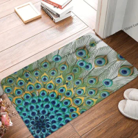 Kitchen Non-Slip Carpet Peacock Feather Bedroom Mat Welcome Doormat Floor Decor Rug