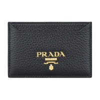 【PRADA 普拉達】PRADA Vitello經典金字LOGO牛皮卡片夾(黑)
