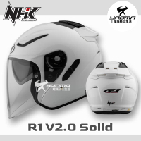 NHK R1 V2.0 素色 白 亮面 內置墨鏡 排齒扣 3/4罩 安全帽 耀瑪騎士機車部品