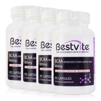 【美國Bestvite】必賜力BCAA支鏈胺基酸膠囊4瓶組 (90顆/瓶)