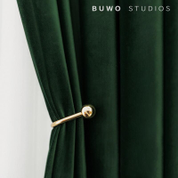 新款流行綠色天鵝絨窗簾現代簡約輕奢遮光臥室北歐客廳飄窗遮陽布