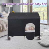 Baby Bed Cover Stretchable Breathable Crib Canopy Cover Portable Baby Bed Blackout Tent Safety Compact Crib Sunshade For Travel