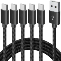 5Pack 1M 2M 3M Fast Quick Charging Fabric Nylon Type c USb-C Data Charging Cable Cables For Samsung s21 s22 note 20 htc lg