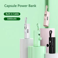 Mini Power Bank 5000mAh Capsule PowerBank Portable Charger for iPhone 15 14 13 12 Pro Samsung Xiaomi External Battery PowerBank