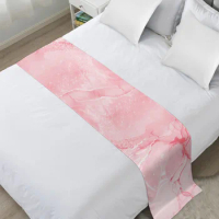 Pink Marble Texture Bed Runner Luxury Hotel Bed Tail Scarf Decorative Cloth Home Bed Flag Table Runner