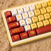 ECHOME Mcdonalds Theme Keycap Set PBT Custom Cute Red Keyboard Cap Cherry Profile Key Cap for Mechanical Keyboard Accessories