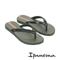 Ipanema-異材交叉人字平底拖鞋-墨綠色