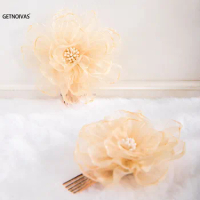 Retro Bridal Silk Flower Hair Comb Chinese Hanfu Hair Accessories For Woman Retro Hairpin Wedding Hair Jewelry Marriage Bijoux