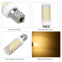 E12 Mini LEDs Light Bulbs Home Use 5W Energy-Saving Lamp Bulbs for Refrigerator Microwave Oven Ranges Hood