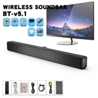 Sound Bar BT 5.1 Wireless Speakers with FM Collapsible Soundbar TV Home Theater Surround Sound System TFCard/RCA Connection/USB