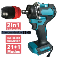 New 2 in1 10mm Brushless Electric Screwdriver Cordless Drill Rechargeable Power Driver Tools For Makita 18v Battery