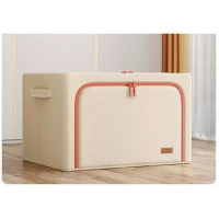 布藝收納箱【卡其色-無窗款-仿麻面料】【24L中號(長40*寬30*高20cm)】  