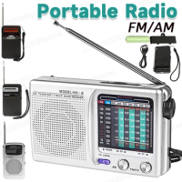 SW/AM/FM Radio Portable Pocket Emergency Radio LCD Display Dual Band Digital Radio World Receiver with Speaker Battery Operated
