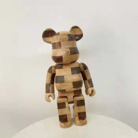 Bearbrick 28cm Karimoku LONGITUDINAL CHESS 400% Vertical Horizontal Chess Brick Bear Handmade wooden collectible doll figure