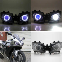 Motorcycle Head Light HID Projector Headlight Assembly Angel Eyes LED Headlamp For YAMAHA YZF R1 2000-2001 Faros Led para Moto