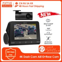 70mai 4K Dash Cam A810 HDR Dual Channel Recording 70mai DVR A810 ADAS 60FPS AI Motion Detection Support 24h Parking Surveillance