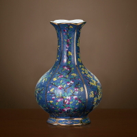 景德鎮陶瓷器景泰藍粉彩花瓶插花仿古中式客廳博古架酒柜裝飾擺件