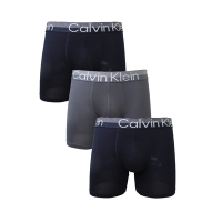 【Calvin Klein】Ck Brushed超細纖維長版男四角內褲-藍灰色系三件組-(CK內褲 男內褲)