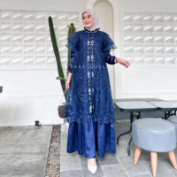 Fasscollection-Haifa Dress Outer Set Inner Busui Friendly Gamis Brukat Full Payet Gamis Lebaran Gami
