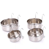 Cat Hanger Cage Cup Stainless Steel Pet Feeding Tools Stationary Dog Bowl Hanging Feeder Dish Travel Food Water Bowls