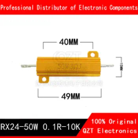1PCS RX24-50W Aluminum Power Metal Shell Case Wirewound Resistor 0.01 ~ 30K 1 2 3 5 6 8 10 20 100 150 200 300 500 1K 10K ohm