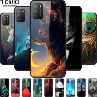 Tempered Glass Case For Poco M3 / PocoM3 Pro Cover Luxury Fashion Soft Bumper For Xiaomi Poco M3 Pro 5G Funda Coque Wolf Lion