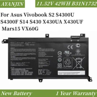 NEW B31N1732 B31BI9H 11.52V 3653mAh/42WH Laptop Battery For Asus Vivobook S2 S4300U S4300F S14 S430 X430UA X430UF Mars15 VX60G