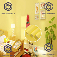Wallpaper Sticker Dinding Embos Polos Kuning 10mx45cm