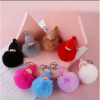 Kunci Gantungan Boneka Tidur Berbulu Kelinci Tikus Tiruan - Aksesoris Tas Lucu Kartun, Hadiah Remaja