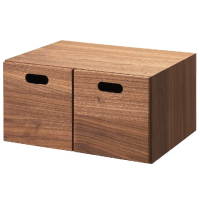 【MUJI 無印良品】胡桃木組合收納櫃/半型/抽屜/2個(大型家具配送)