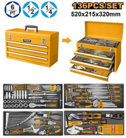 Mechanical Tool Kit Set 136pcs Chest INGCO HTCS261368 Toolkit Perkakas Kunci Socket