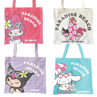 【小禮堂】Sanrio 三麗鷗 直式帆布托特包 夏威夷款 美樂蒂 酷洛米 大耳狗(平輸品)
