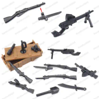 Military Assembly Weapons WW2 Crooked Handle Guns Building Block Army Engineer Shovel Soldier Equipment Moc Model Child Gift Toy