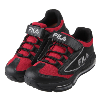 【布布童鞋】FILA康特杯黑紅荔枝皮紋兒童氣墊機能運動鞋(P3S02XD)