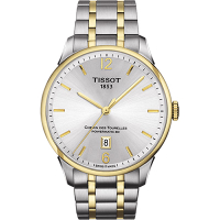 TISSOT 天梭 官方授權 杜魯爾系列機械動力80腕錶 送禮推薦-銀x雙色版/42mm T0994072203700