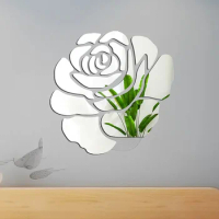 Luxury Acrylic 3D Stickers Beautiful Cartoon Rose Wall Sticker DIY Flower Mirror Surface Sticker Home Decoration Wallpaper