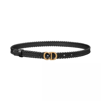 Christian Dior Saddle Whipstitching Smooth Calfskin Leather Belt 20mm Black